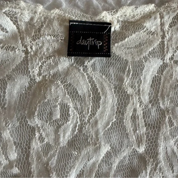 Daytrip Anthropologie Lace Fringe Kimono Cardigan XL Boho Festival - Picture 4 of 9